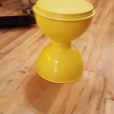 Vintage retro yellow plastic stool 