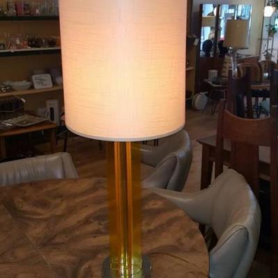 Mid century yellow Lucite table lamp