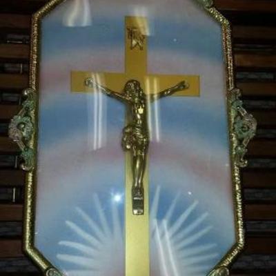 Vintage Bubble Glass Crucifix Wall Hanging 1