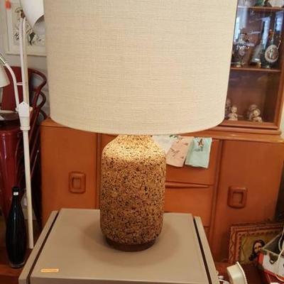 Beautiful mid century modern large cork table lamp