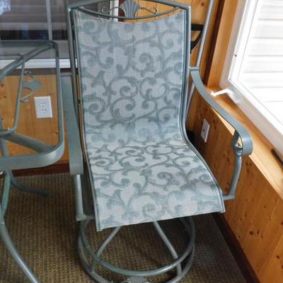 Three Piece Patio Set with Two Swivel Chairs and Large Glass Top Table