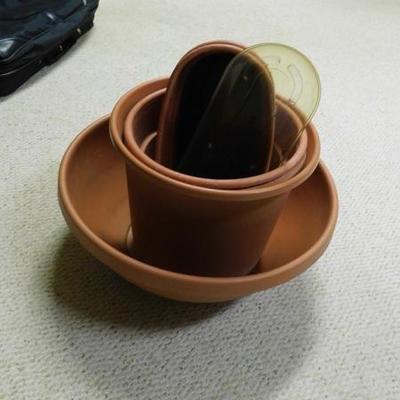 Set of Heavy Plastic Planter Pots of Various Sizes and Shapes
