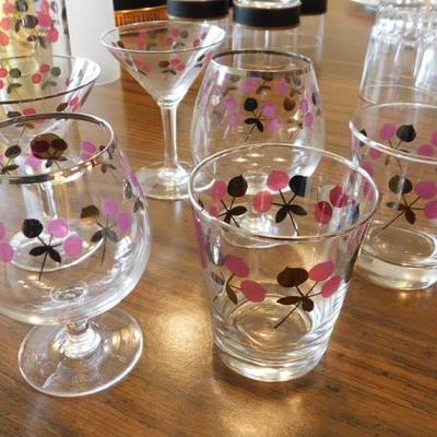 Painted Wine Goblets, Tumblers, and Martinie Glasses
