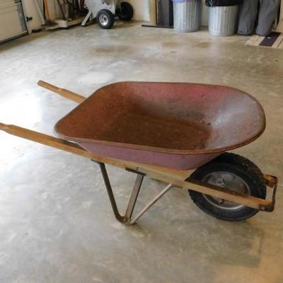 Solid Core Tire Wheel Barrel with Metal Bed