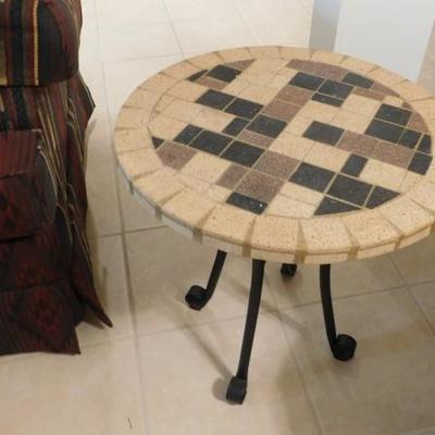 (1 of 3) Stone Tile Top Side Table with Metal Frame Base