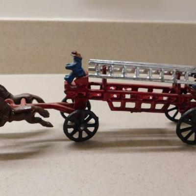 Cast Iron Horse Drawn Fire Wagon with Ladders