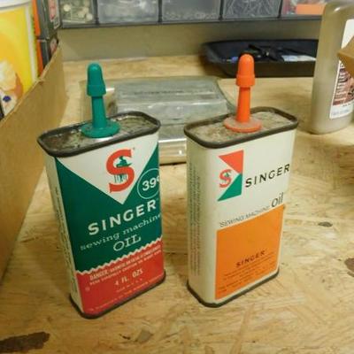 Set of Two Vintage Singer Sewing Machine Oil Cans