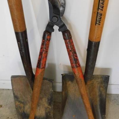 Set of Two Shovels and a Pair of Loppers