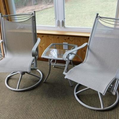 Three Piece Patio Chair and Side Table Set