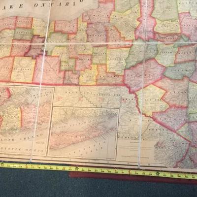 Map of New York - Giant cloth backed antique map 