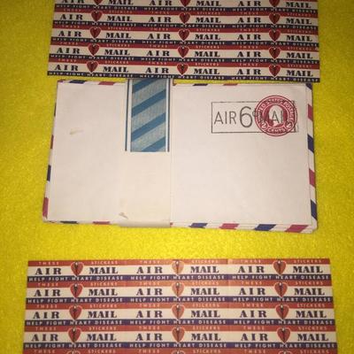 Vintage Air Mail Lot including Pre-stamped airmail envelopes & Unused seals