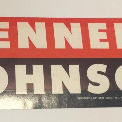  JFK Kennedy LBJ Johnson wet paste sticker 