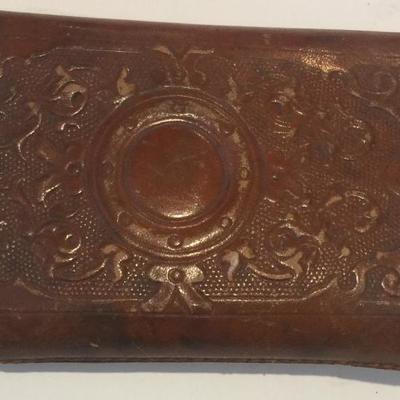  Hand tooled leather cigar case Antique 