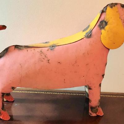 SPOT the Pink Metal Porch Dog 