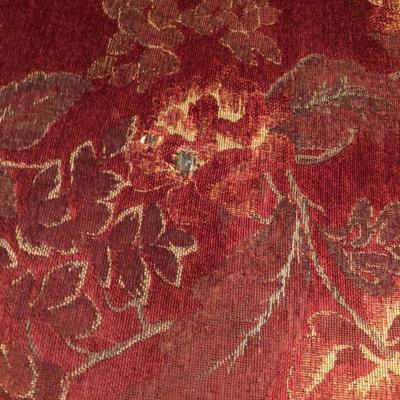 2 Upholstered Arm Chairs Burgandy Tapestry Fabric 
