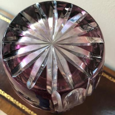 Bohemian Purple Cut Crystal Vase 12