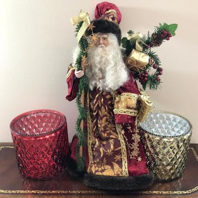 Santa Figurine Christams Decor Mercury Glass Vases