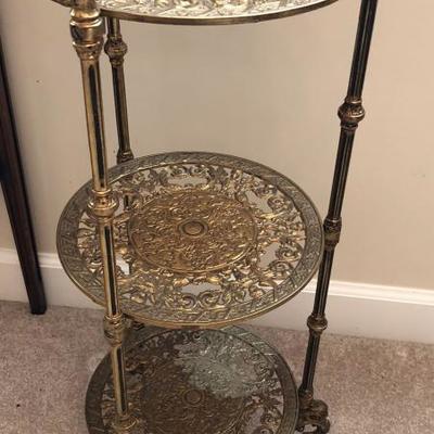Brass 3 Tier Plant or Plate Stand Griffen Head 