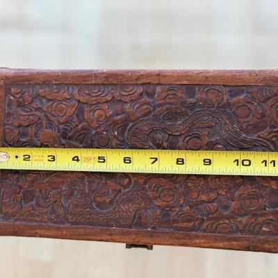 Hand carved wood dragon design box (Item #678)