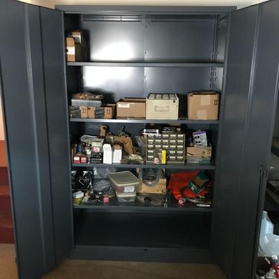 Lot 37 - Metal Locking Cabinet with Contents 