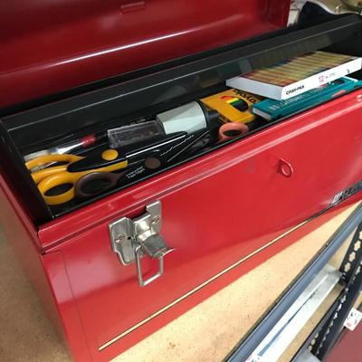 Lot 11 - Tool Box, Projector Screen and Art Supplies