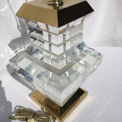Mid Century Style Plexiglass and Brass Lamp