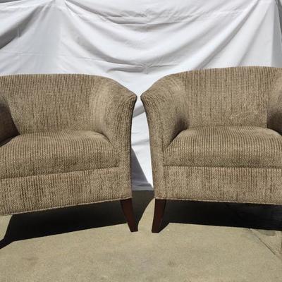 Pair of chenille club chairs