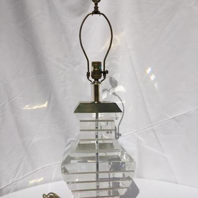 Mid Century Style Plexiglass and Brass Lamp