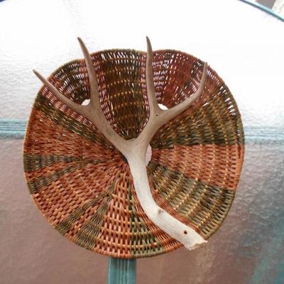 Shari Eakes Stag Antler with Weave Halo Art Wall Decor