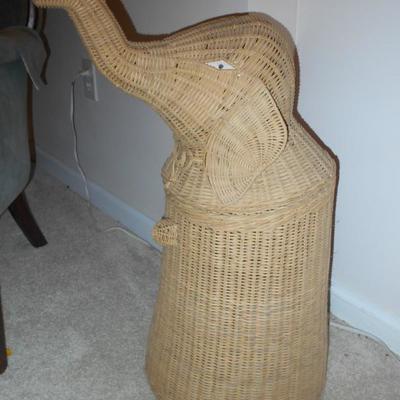Tall Wicker Weave Basket with Elephant Head Lid