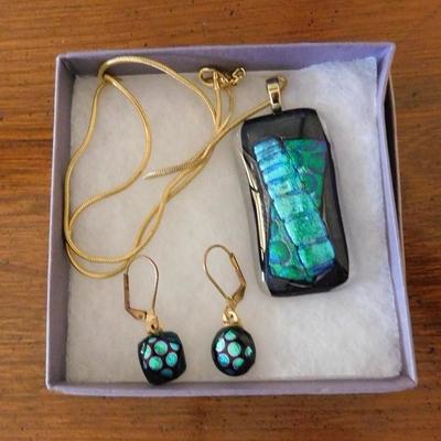 Fused Glass Necklace and Earring Set by Terri Gibson