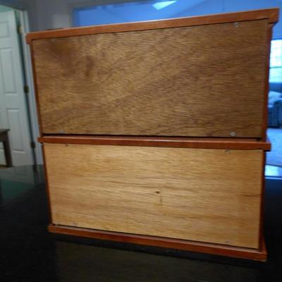 Two Tier Hand Crafted CD or Recipe Cabinet in the Fashion of Barrister Case
