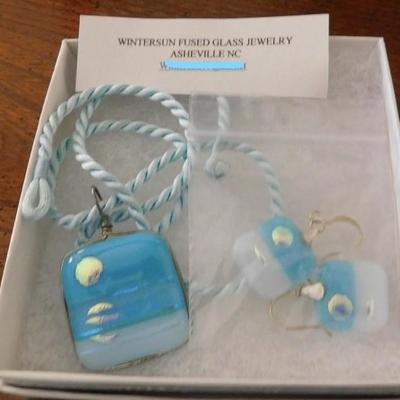 Fused Glass Pendant and Earrings by Wintersun Studios, Asheville