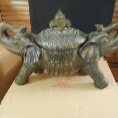 Large Resin Elephant Urn with Lid