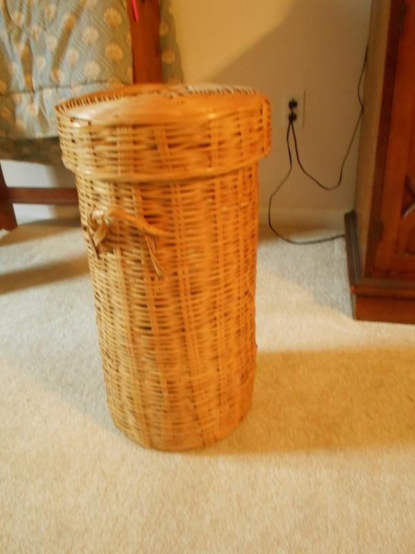 Tall Wicker Weave Basket with Lid