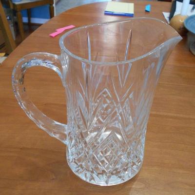 Heavy Pressed Glass Water Pitcher