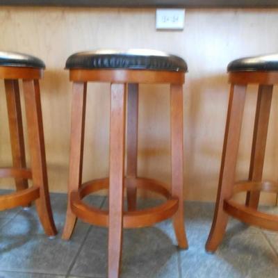Set of Four Bar Stools with Cushioned Seats