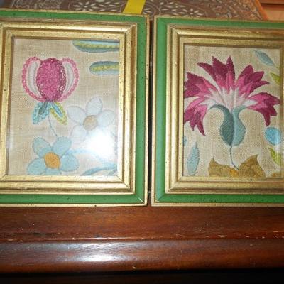 Set of Vintage Needle Point Framed Wall Decor (Small)