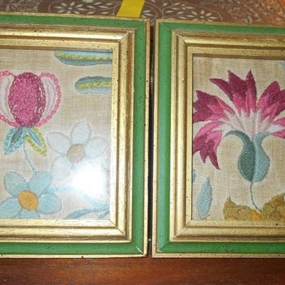 Set of Vintage Needle Point Framed Wall Decor (Small)