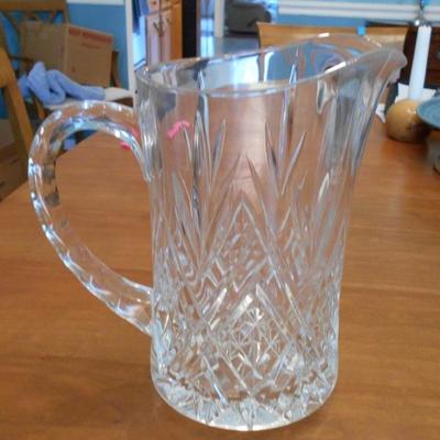 Heavy Pressed Glass Water Pitcher