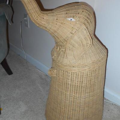 Tall Wicker Weave Basket with Elephant Head Lid