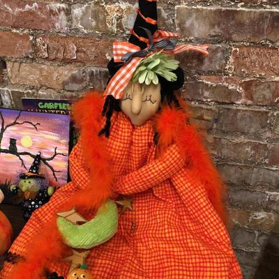 Halloween decor lot Orange Witch