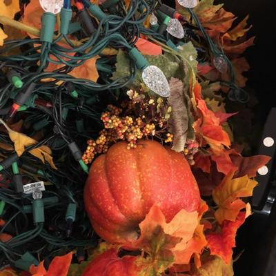 Harvest Decor Lighted String of Fall Leaves & Pumpkins