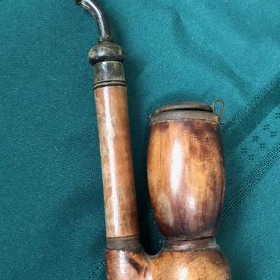 antique carved wood Tobacco Pipe