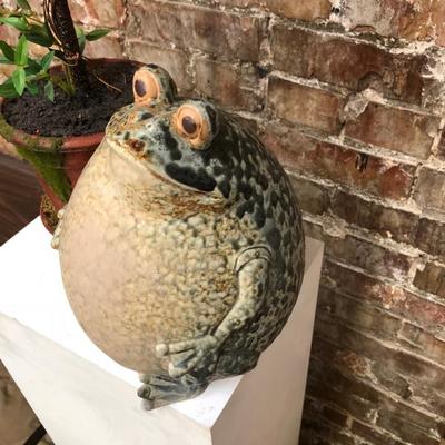 Yard Art Ceramic Frog & Topiary
