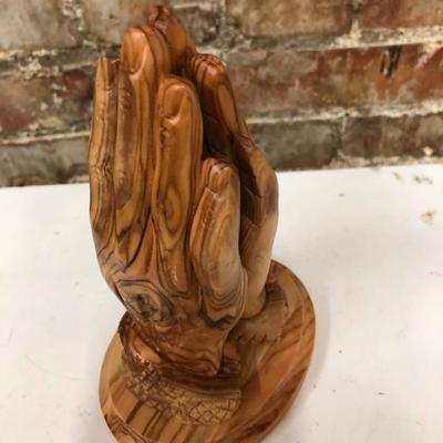 Praying Hands hand carved olive wood statue