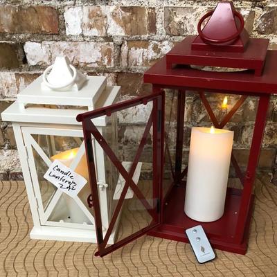 antique style Electric Candle Lanterns w Remote Control pair