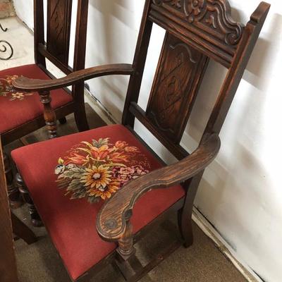 Gothic Revival Oak Dining Chairs set of 4