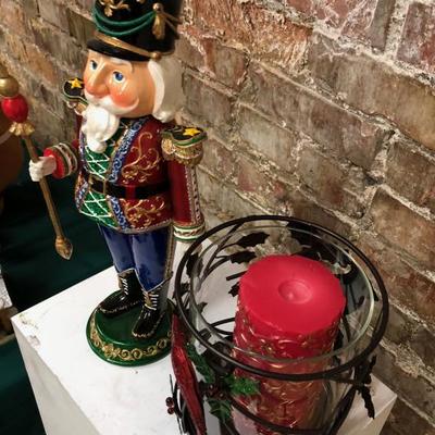 Christmas Decor Toy Soldier & Holiday Candle Holder