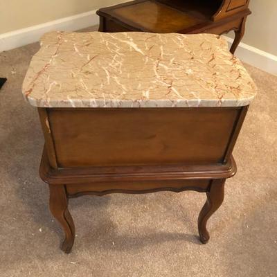 Marble & Leather top End Tables pair